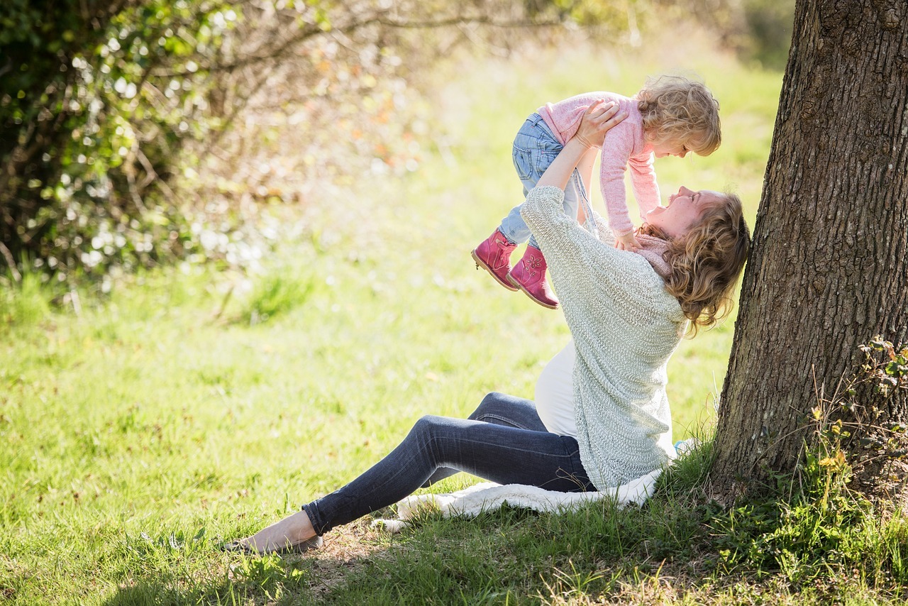 park, mother, girl